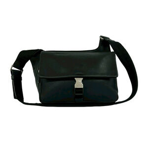 PRADA Black Leather Pochette Shoulder Bag